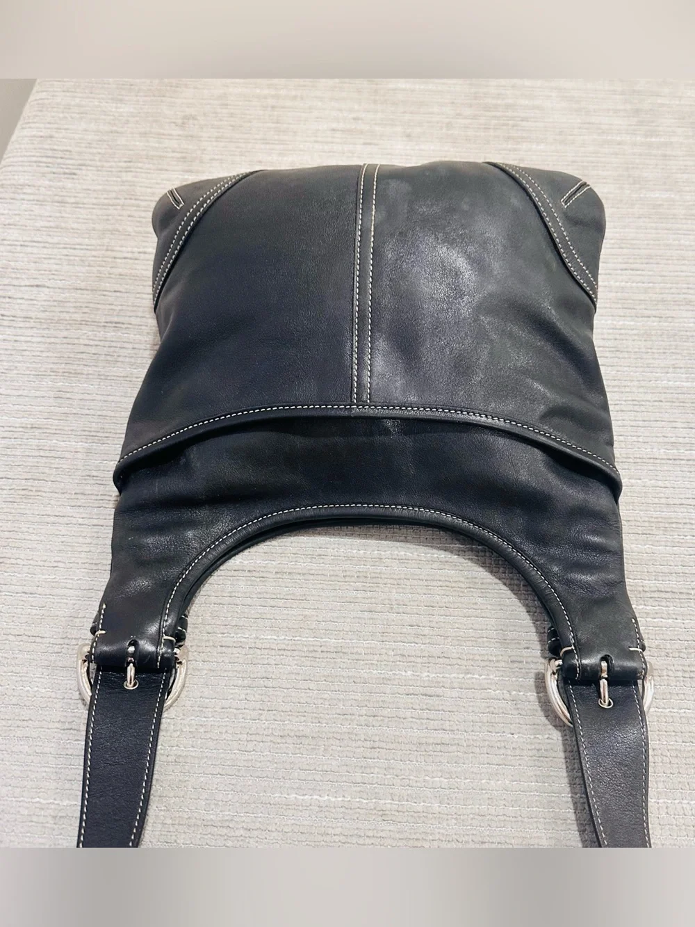 Vintage Coach Soho Hippie Black Leather Hobo Shoulder Bag 9549 Y2K Authentic